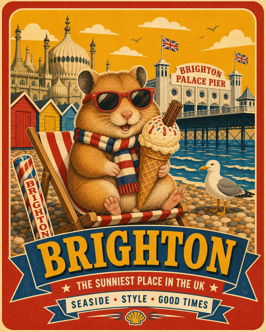 Hamster on the beach illustration for Brighton