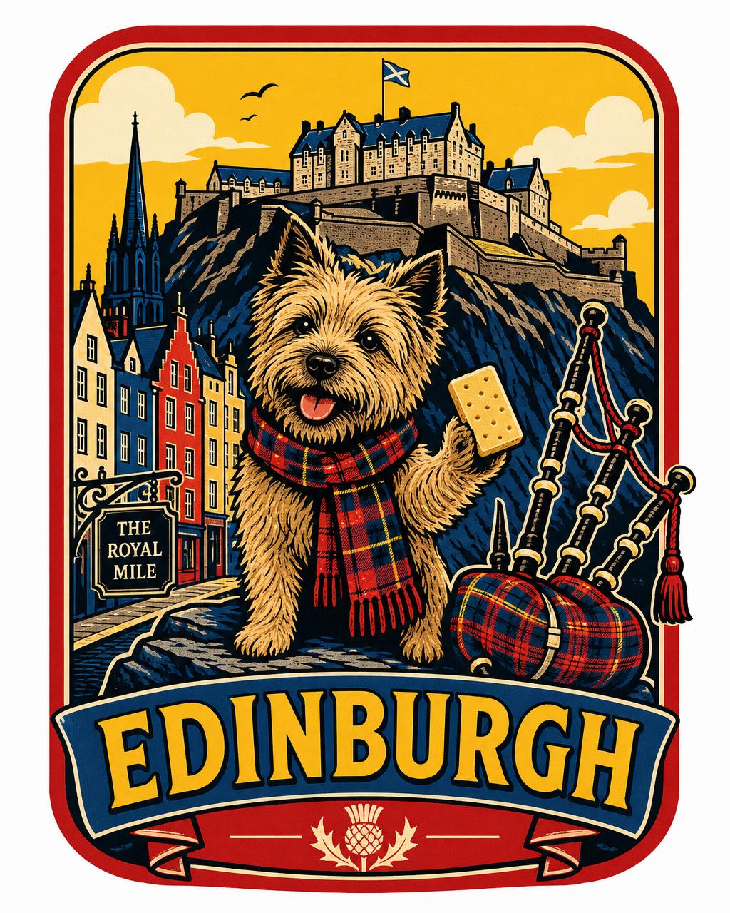 Up the Royal Mile illustration for Edinburgh